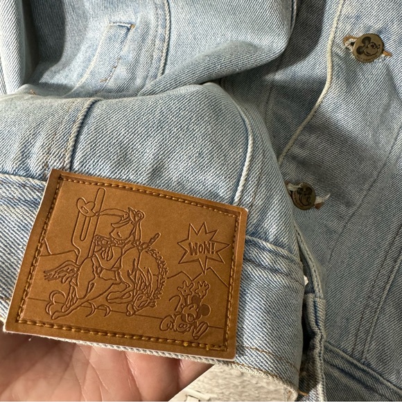 Vintage  Disney Jean Jacket Denim Adult Small Sequin Circa 1980 Mickey Minnie - Picture 3 of 8